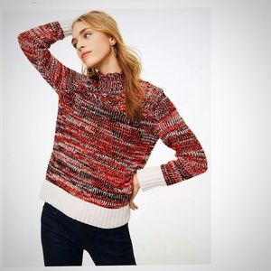 Loft Sz XS Red Black Space Dye Turtleneck Sweater